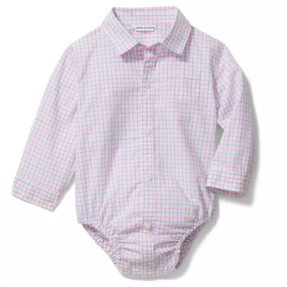 Janie and Jack Baby Check Bodysuit | Pink Blue Gingham | 18-24M